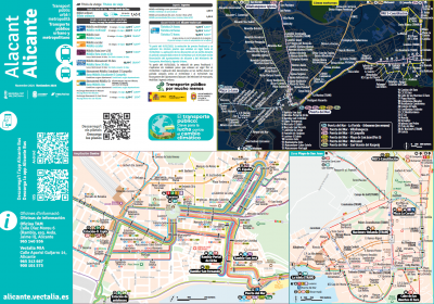 Plano de las líneas del transporte público de Alicante.